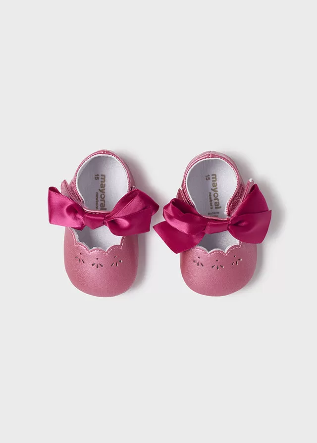 Mayoral Bow buckle shoes for newborn girl - Tulip rose