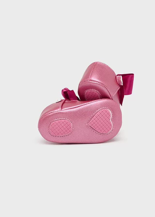 Mayoral Bow buckle shoes for newborn girl - Tulip rose