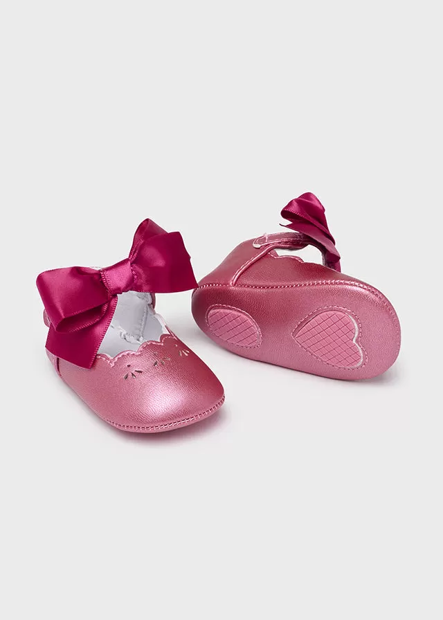 Mayoral Bow buckle shoes for newborn girl - Tulip rose