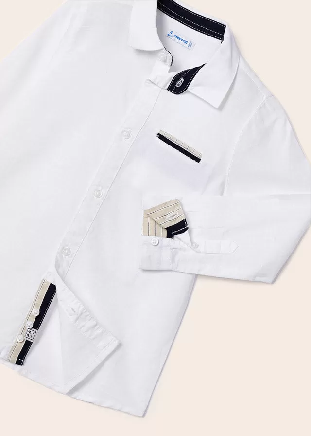 Mayoral L/s linen shirt for boy - White