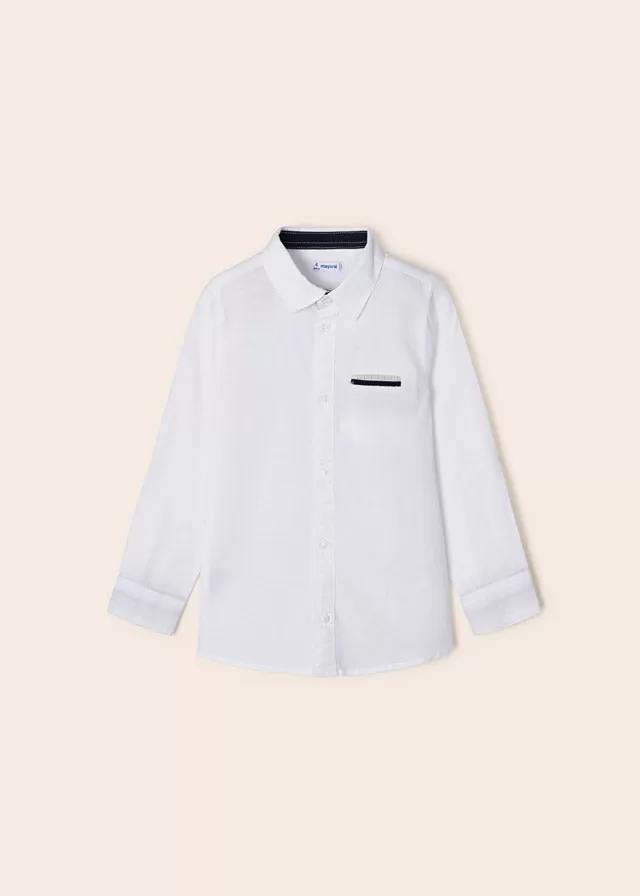 Mayoral L/s linen shirt for boy - White