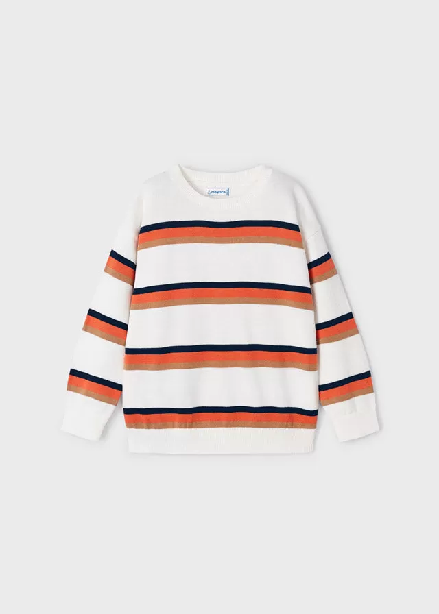 Mayoral Stripes jumper for boy - Grapefruit