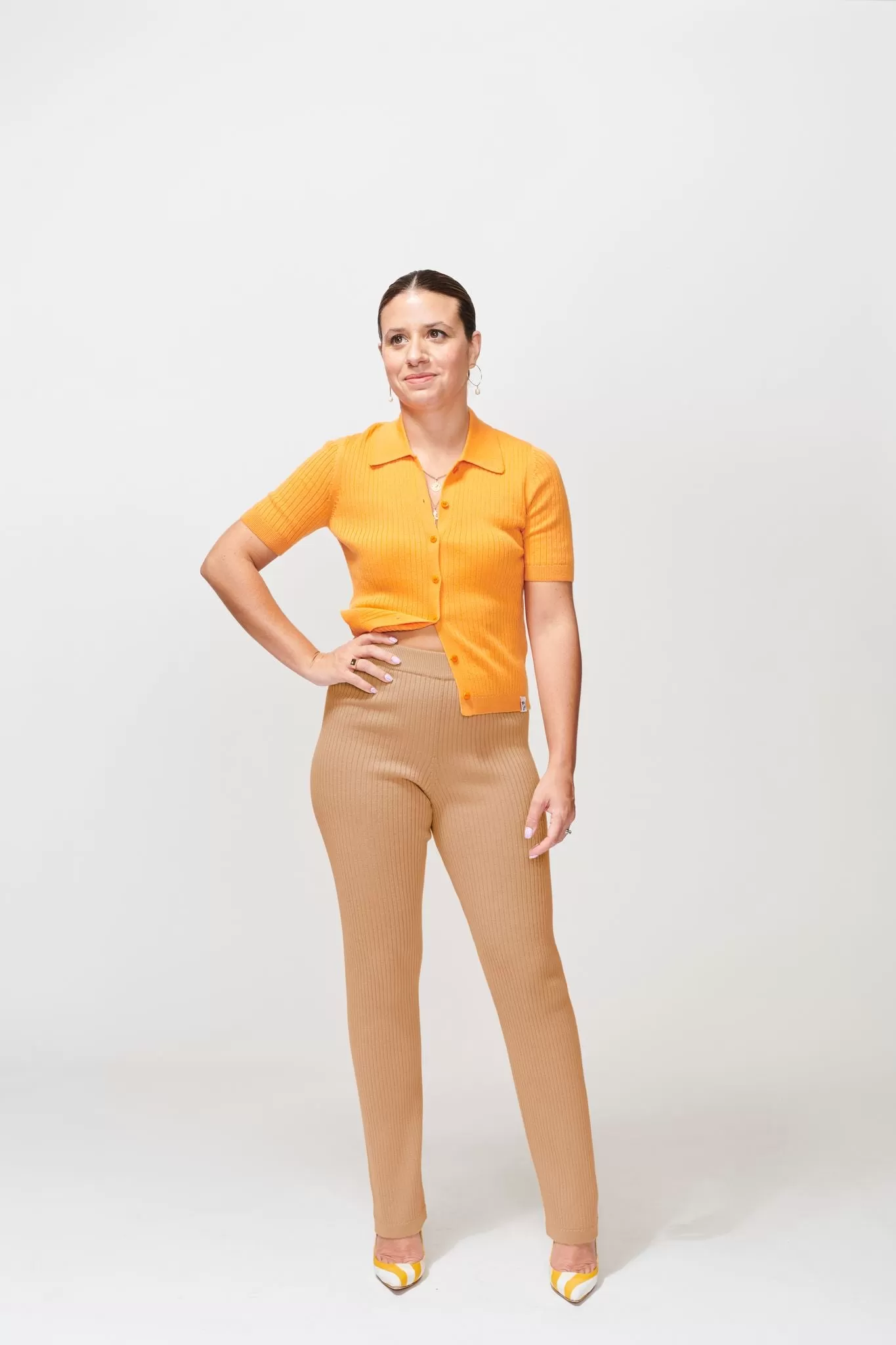 McIntyre Merino - Claire Button Up Polo Soft Orange