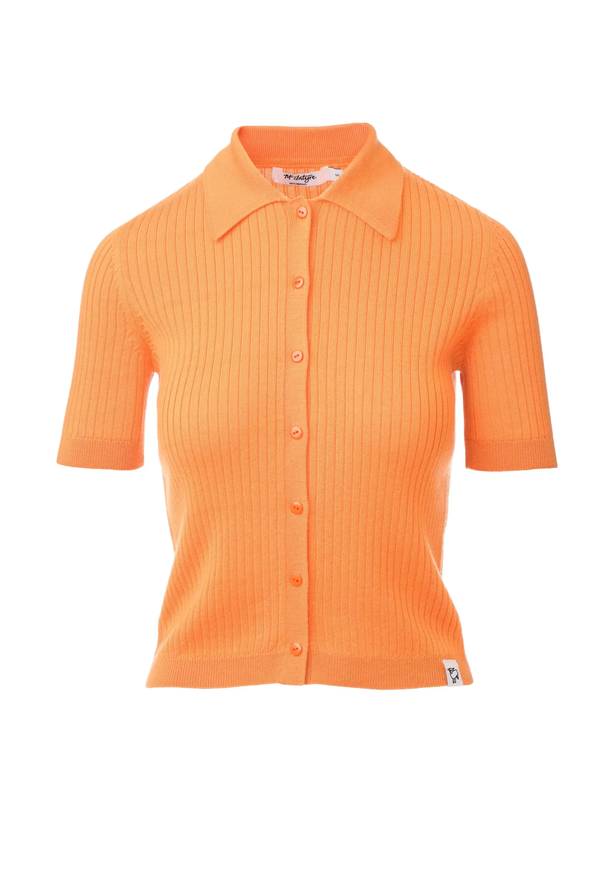 McIntyre Merino - Claire Button Up Polo Soft Orange