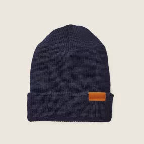 Merino Wool Knit Cap Beanie In Navy Blue