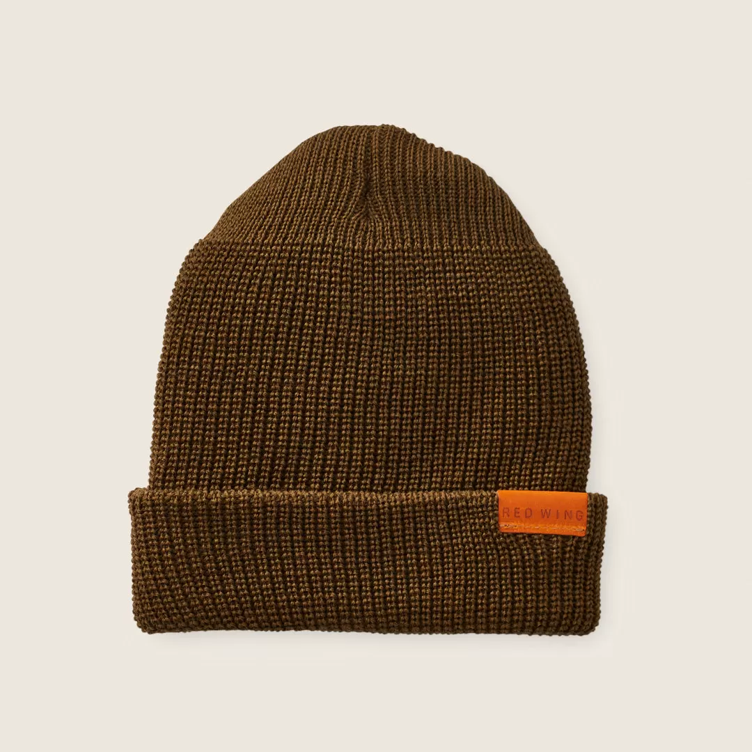 Merino Wool Knit Cap Beanie in Olive