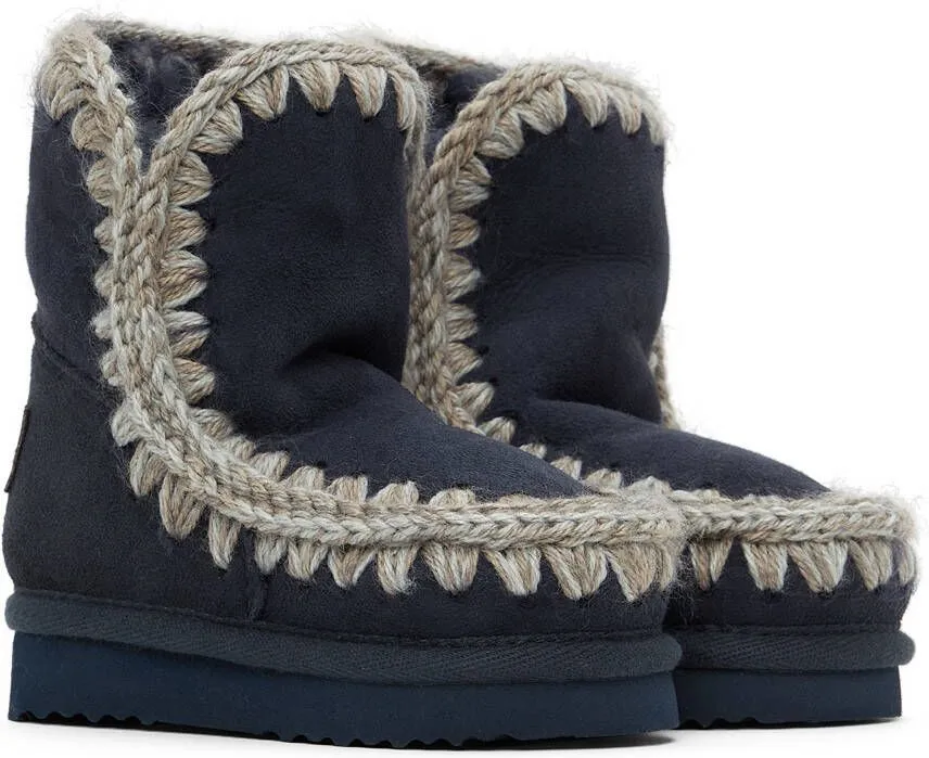 Mou Baby Navy Suede Ankle Boots