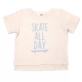 oh baby! Raw Edge Short Sleeve Cotton Slub Tee - Skate All Day - Sand Heather