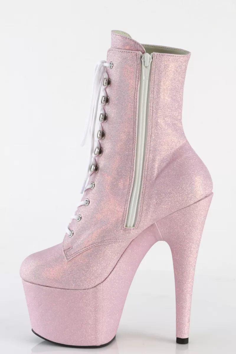 Pleaser USA Adore-1020SDG 7inch Pleaser Boots - Baby Pink Glitter