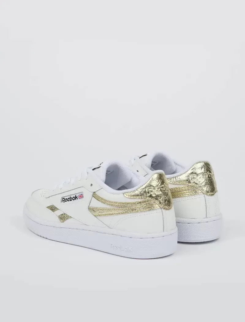 Reebok Womens Club C Revenge Trainer White / Gold Mt / White