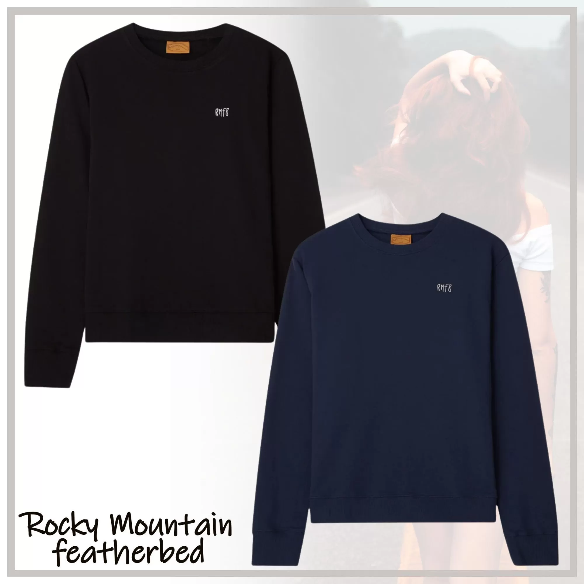 Rocky Mountain Featherbed  |Crew Neck Unisex Street Style Long Sleeves Plain Cotton Logo