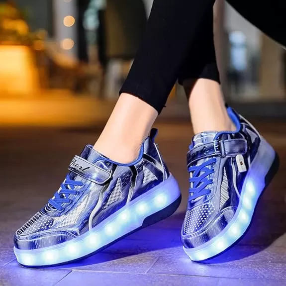 Roller Shoes USB Charge Girls Boys Sneakers with Wheels LED Roller Skates Shoes S4750966