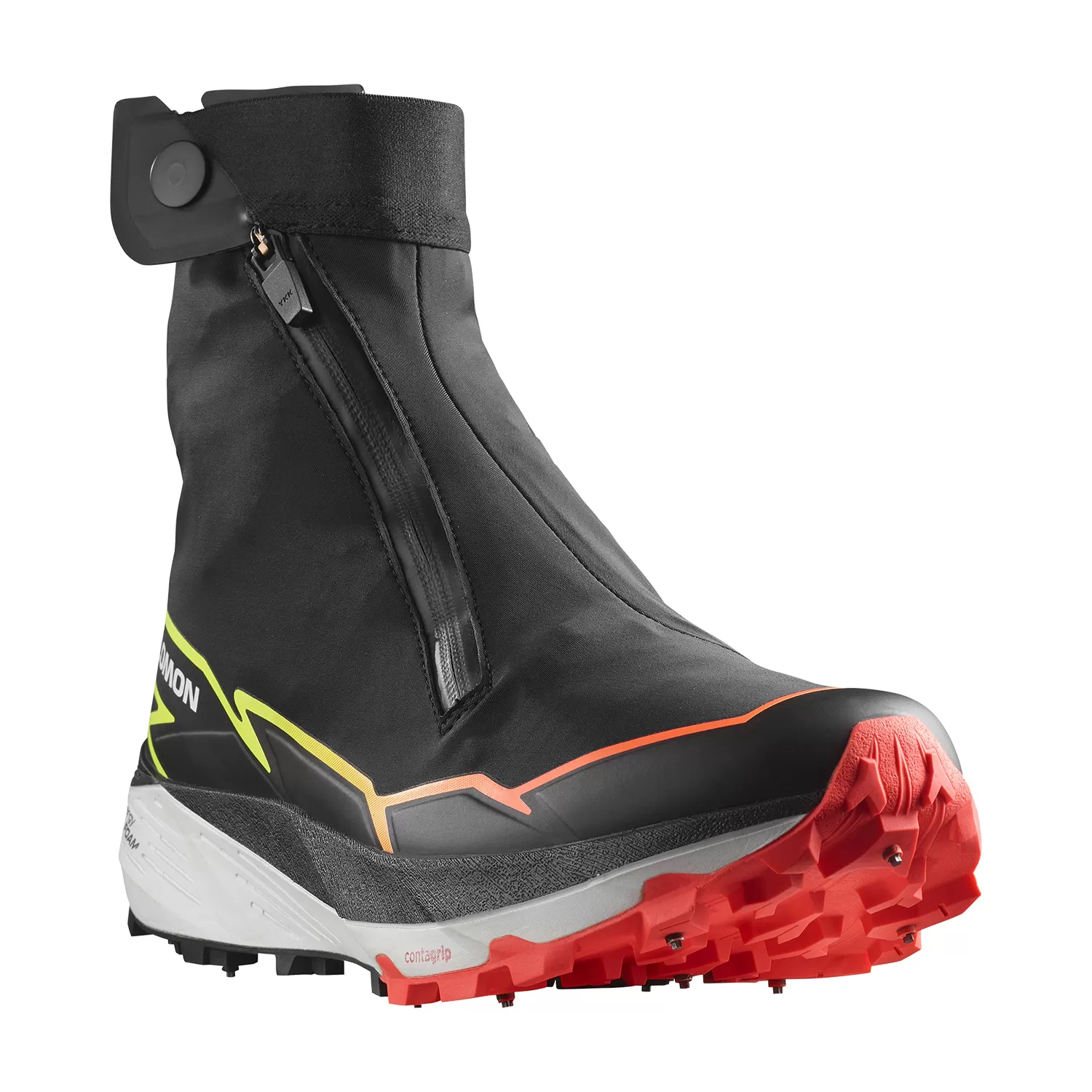 Salomon Winter Cross Spike  Black/Fiery Coral/Safety Yellow