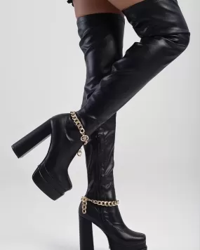 Sissyboy Sh751 Ladies Thigh High Platform Boots Black