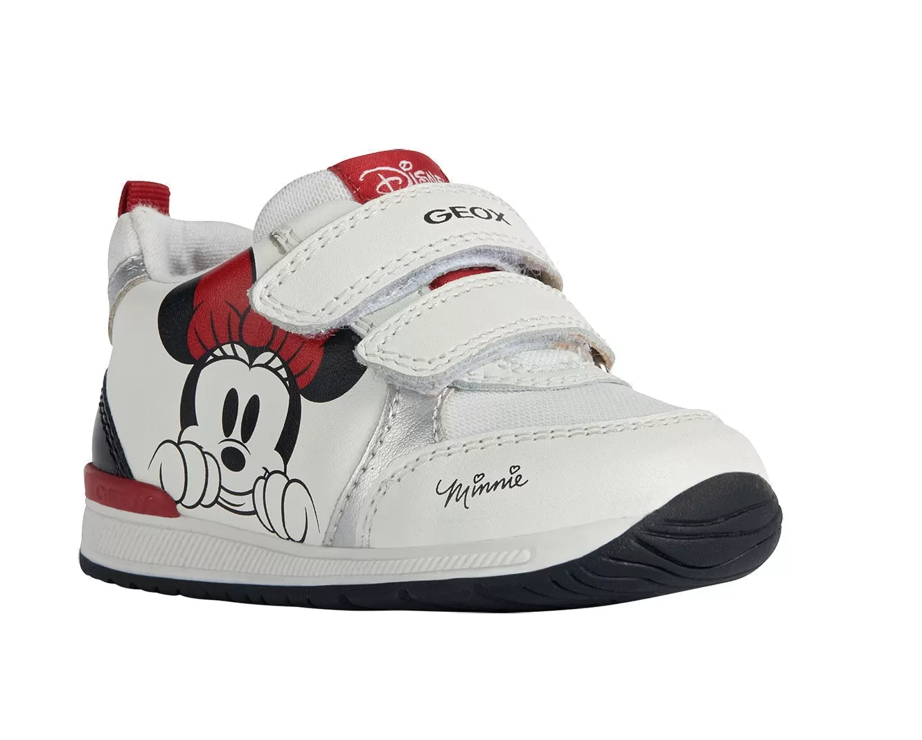 SNEAKERS GEOX PRIMI PASSI BAMBINA BABY B RISHON G. A - NAPPA+SINT.PER WHITE/BLACK DISNEY B350LA 085NF C0404