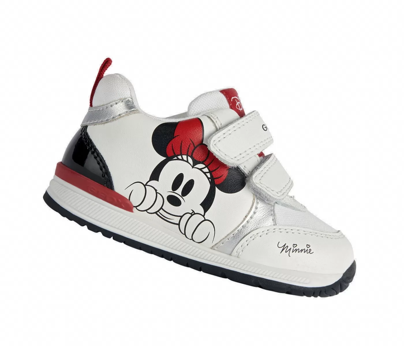 SNEAKERS GEOX PRIMI PASSI BAMBINA BABY B RISHON G. A - NAPPA+SINT.PER WHITE/BLACK DISNEY B350LA 085NF C0404