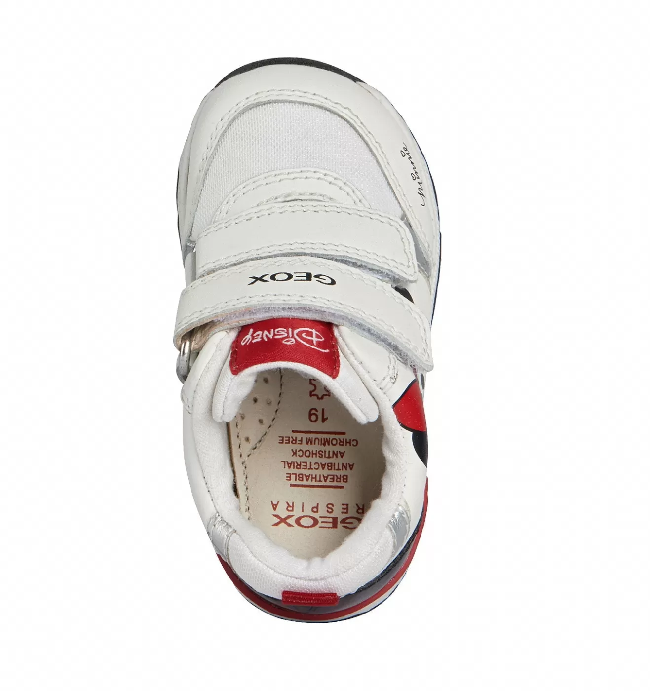 SNEAKERS GEOX PRIMI PASSI BAMBINA BABY B RISHON G. A - NAPPA+SINT.PER WHITE/BLACK DISNEY B350LA 085NF C0404