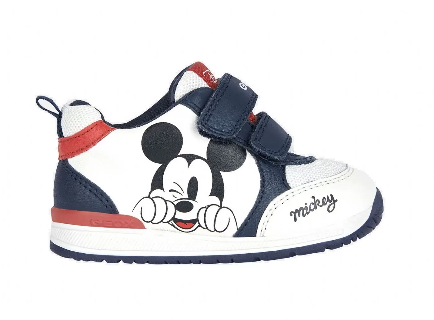 SNEAKERS GEOX PRIMI PASSI BAMBINO  GEOX BABY B RISHON B. B - NAPPA+GEOBUCK  WHITE/NAVY DISNEY B350RB 8554 C0899