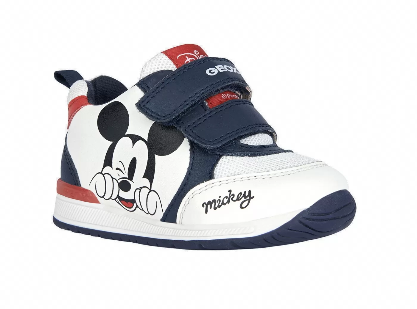 SNEAKERS GEOX PRIMI PASSI BAMBINO  GEOX BABY B RISHON B. B - NAPPA+GEOBUCK  WHITE/NAVY DISNEY B350RB 8554 C0899