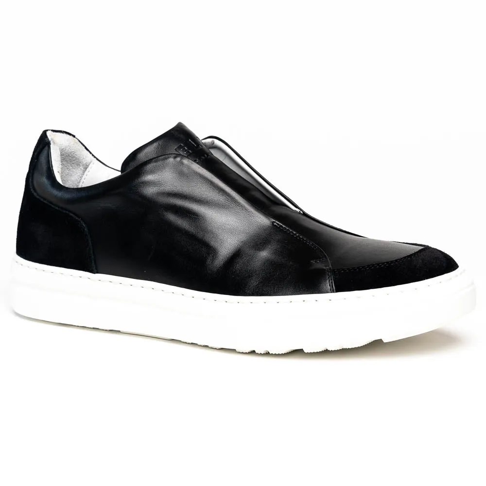 Spettacolare Italian Glove Baby Calf Slip-On Sneaker in Black by Zelli Italia