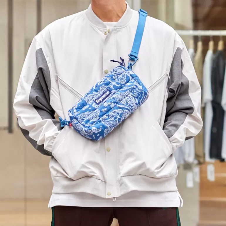 Supreme Puffer Side Bag Blue Paisley