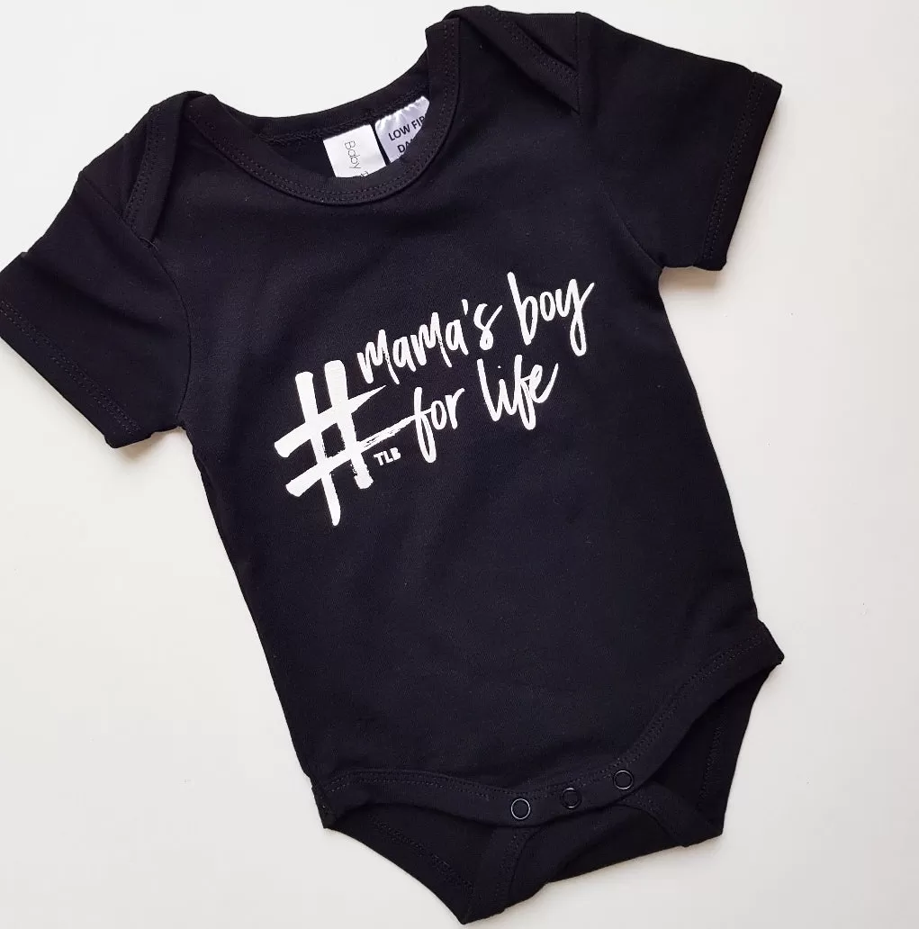 TLB mamas boy for life onesie black