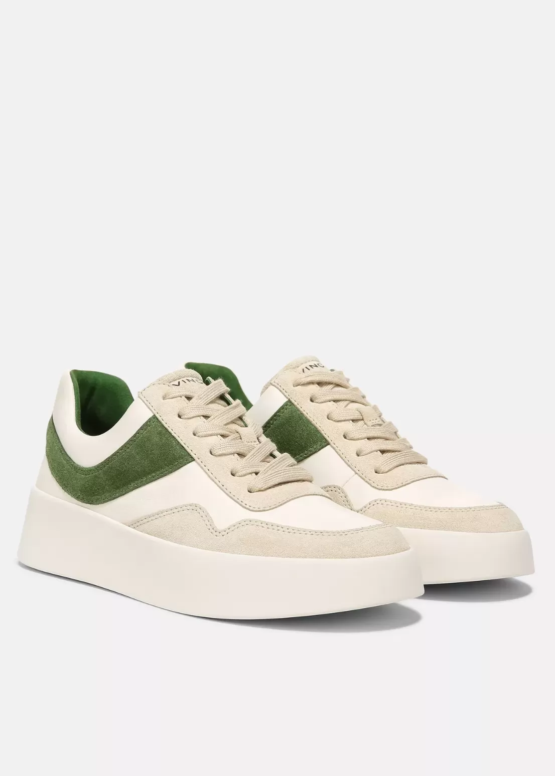 VINCE WARREN COURT LEATHER AND SUEDE SNEAKER