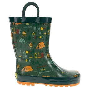 Western Chief Boy's Camp Adventure Print Rubber Rain Boots - Pine